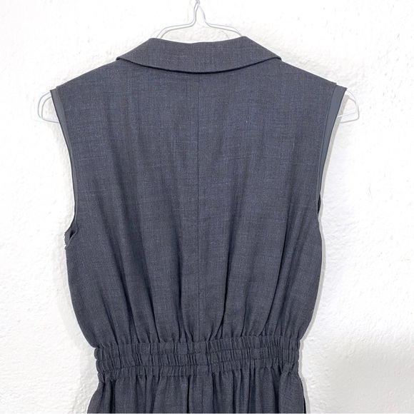 Prada Wool Grey Button Down Sleeveless Shirtdress Layered Overlay Viscose XS - Picture 4 of 7